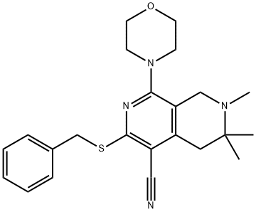 3-(benzylsulfanyl)-6,6,7-trimethyl-1-morpholin-4-yl-5,6,7,8-tetrahydro[2,7]naphthyridine-4-carbonitrile Structure