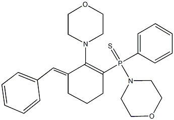 3-benzylidene-2-(4-morpholinyl)-1-cyclohexen-1-yl(4-morpholinyl)phenylphosphine sulfide 구조식 이미지