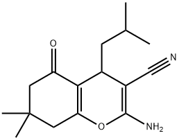 2-amino-4-isobutyl-7,7-dimethyl-5-oxo-5,6,7,8-tetrahydro-4H-chromene-3-carbonitrile 구조식 이미지