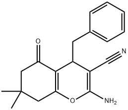 2-amino-4-benzyl-7,7-dimethyl-5-oxo-5,6,7,8-tetrahydro-4H-chromene-3-carbonitrile 구조식 이미지