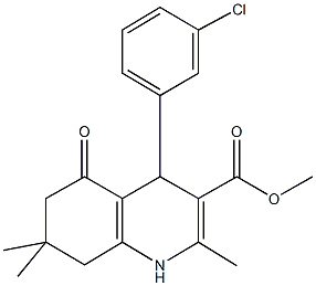 methyl 4-(3-chlorophenyl)-2,7,7-trimethyl-5-oxo-1,4,5,6,7,8-hexahydroquinoline-3-carboxylate 구조식 이미지