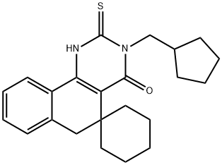 3-(cyclopentylmethyl)-2-thioxo-2,3,5,6-tetrahydrospiro(benzo[h]quinazoline-5,1'-cyclohexane)-4(1H)-one Structure