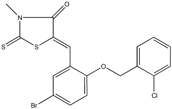 5-{5-bromo-2-[(2-chlorobenzyl)oxy]benzylidene}-3-methyl-2-thioxo-1,3-thiazolidin-4-one 구조식 이미지