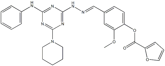 4-{2-[4-anilino-6-(1-piperidinyl)-1,3,5-triazin-2-yl]carbohydrazonoyl}-2-methoxyphenyl 2-furoate 구조식 이미지