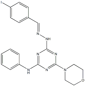 4-iodobenzaldehyde [4-anilino-6-(4-morpholinyl)-1,3,5-triazin-2-yl]hydrazone 구조식 이미지