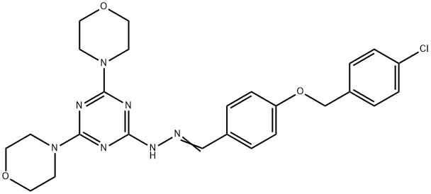 4-[(4-chlorobenzyl)oxy]benzaldehyde [4,6-di(4-morpholinyl)-1,3,5-triazin-2-yl]hydrazone Structure