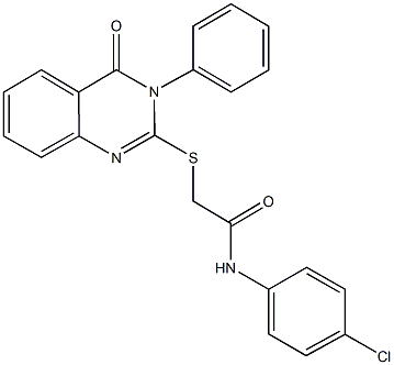 N-(4-chlorophenyl)-2-[(4-oxo-3-phenyl-3,4-dihydro-2-quinazolinyl)sulfanyl]acetamide 구조식 이미지