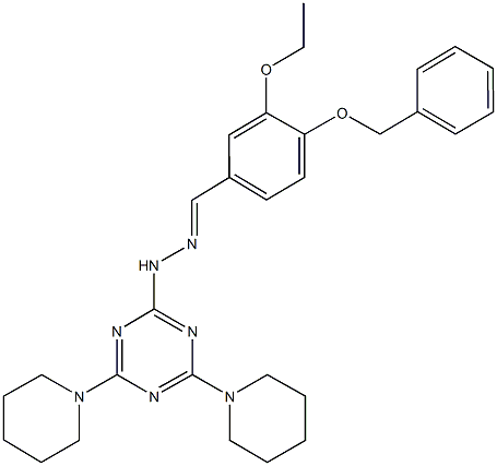 4-(benzyloxy)-3-ethoxybenzaldehyde [4,6-di(1-piperidinyl)-1,3,5-triazin-2-yl]hydrazone Structure