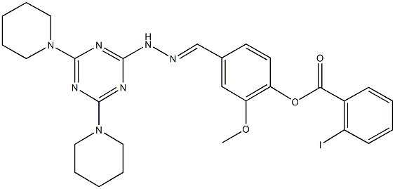 4-{2-[4,6-di(1-piperidinyl)-1,3,5-triazin-2-yl]carbohydrazonoyl}-2-methoxyphenyl 2-iodobenzoate Structure