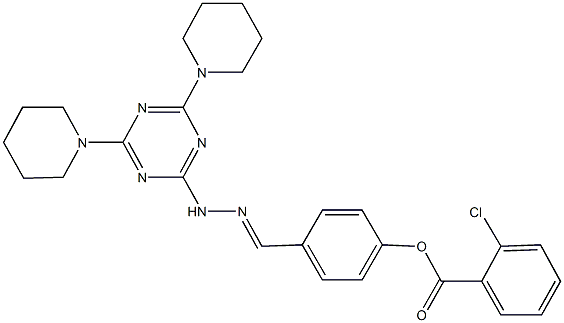 4-{2-[4,6-di(1-piperidinyl)-1,3,5-triazin-2-yl]carbohydrazonoyl}phenyl 2-chlorobenzoate Structure