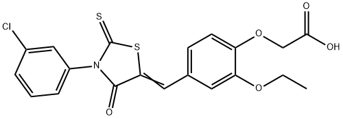 (4-{[3-(3-chlorophenyl)-4-oxo-2-thioxo-1,3-thiazolidin-5-ylidene]methyl}-2-ethoxyphenoxy)acetic acid 구조식 이미지
