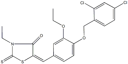 5-{4-[(2,4-dichlorobenzyl)oxy]-3-ethoxybenzylidene}-3-ethyl-2-thioxo-1,3-thiazolidin-4-one 구조식 이미지