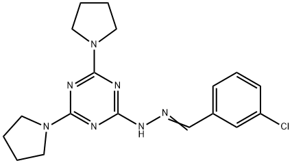 3-chlorobenzaldehyde [4,6-di(1-pyrrolidinyl)-1,3,5-triazin-2-yl]hydrazone 구조식 이미지