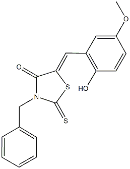 3-benzyl-5-(2-hydroxy-5-methoxybenzylidene)-2-thioxo-1,3-thiazolidin-4-one Structure