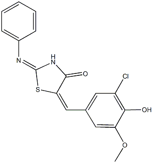 5-(3-chloro-4-hydroxy-5-methoxybenzylidene)-2-(phenylimino)-1,3-thiazolidin-4-one Structure