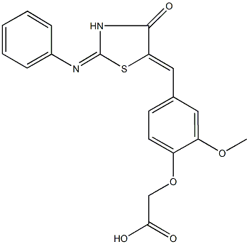 (2-methoxy-4-{[4-oxo-2-(phenylimino)-1,3-thiazolidin-5-ylidene]methyl}phenoxy)acetic acid 구조식 이미지