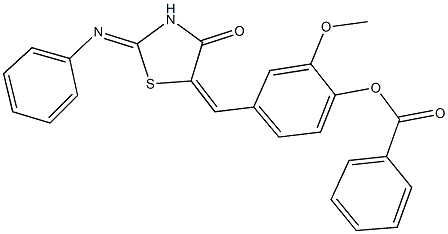 2-methoxy-4-{[4-oxo-2-(phenylimino)-1,3-thiazolidin-5-ylidene]methyl}phenyl benzoate 구조식 이미지