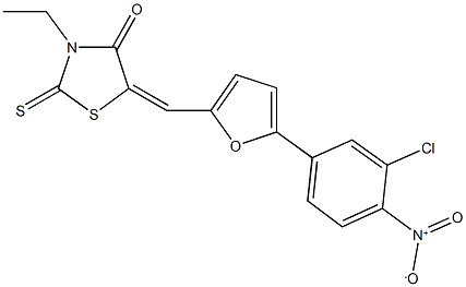 5-[(5-{3-chloro-4-nitrophenyl}-2-furyl)methylene]-3-ethyl-2-thioxo-1,3-thiazolidin-4-one Structure