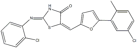 5-{[5-(5-chloro-2-methylphenyl)-2-furyl]methylene}-2-[(2-chlorophenyl)imino]-1,3-thiazolidin-4-one Structure