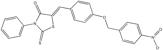 5-[4-({4-nitrobenzyl}oxy)benzylidene]-3-phenyl-2-thioxo-1,3-thiazolidin-4-one 구조식 이미지