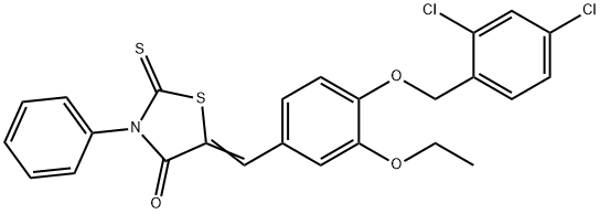 5-{4-[(2,4-dichlorobenzyl)oxy]-3-ethoxybenzylidene}-3-phenyl-2-thioxo-1,3-thiazolidin-4-one 구조식 이미지