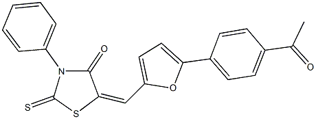 5-{[5-(4-acetylphenyl)-2-furyl]methylene}-3-phenyl-2-thioxo-1,3-thiazolidin-4-one Structure