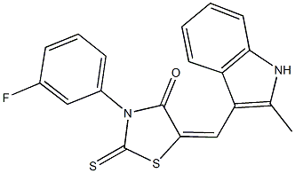 3-(3-fluorophenyl)-5-[(2-methyl-1H-indol-3-yl)methylene]-2-thioxo-1,3-thiazolidin-4-one 구조식 이미지