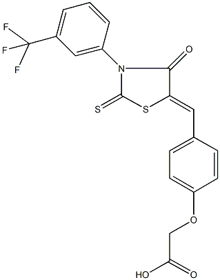 [4-({4-oxo-2-thioxo-3-[3-(trifluoromethyl)phenyl]-1,3-thiazolidin-5-ylidene}methyl)phenoxy]acetic acid 구조식 이미지