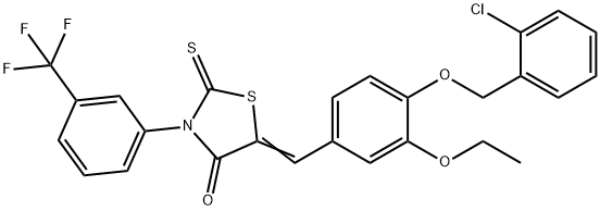 5-{4-[(2-chlorobenzyl)oxy]-3-ethoxybenzylidene}-2-thioxo-3-[3-(trifluoromethyl)phenyl]-1,3-thiazolidin-4-one Structure