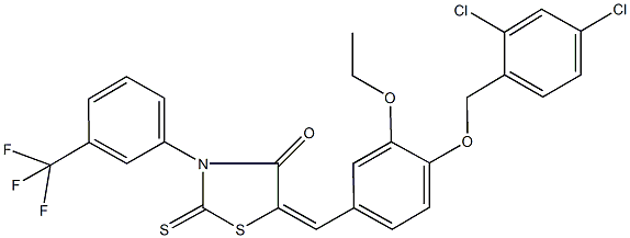 5-{4-[(2,4-dichlorobenzyl)oxy]-3-ethoxybenzylidene}-2-thioxo-3-[3-(trifluoromethyl)phenyl]-1,3-thiazolidin-4-one Structure