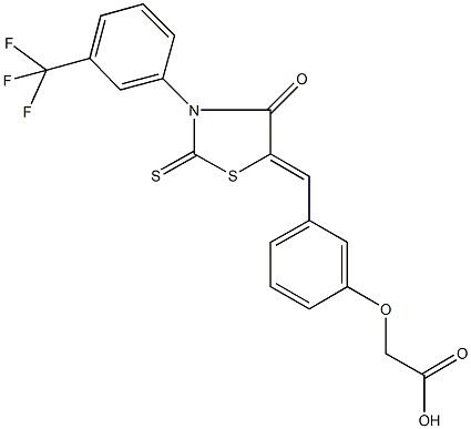 [3-({4-oxo-2-thioxo-3-[3-(trifluoromethyl)phenyl]-1,3-thiazolidin-5-ylidene}methyl)phenoxy]acetic acid Structure