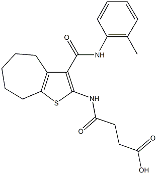 4-oxo-4-{[3-(2-toluidinocarbonyl)-5,6,7,8-tetrahydro-4H-cyclohepta[b]thien-2-yl]amino}butanoic acid 구조식 이미지