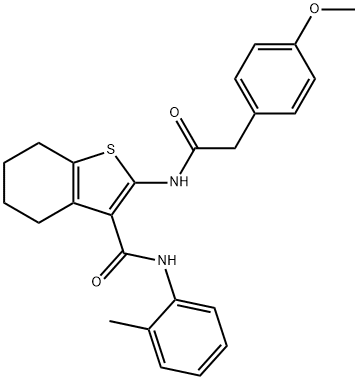 2-{[(4-methoxyphenyl)acetyl]amino}-N-(2-methylphenyl)-4,5,6,7-tetrahydro-1-benzothiophene-3-carboxamide 구조식 이미지