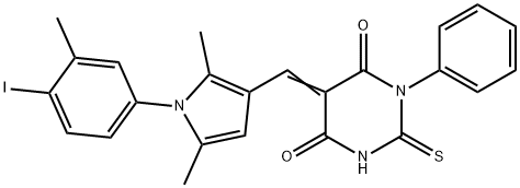 5-{[1-(4-iodo-3-methylphenyl)-2,5-dimethyl-1H-pyrrol-3-yl]methylene}-1-phenyl-2-thioxodihydro-4,6(1H,5H)-pyrimidinedione 구조식 이미지