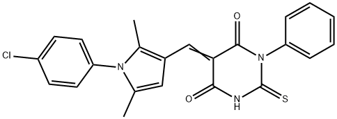 5-{[1-(4-chlorophenyl)-2,5-dimethyl-1H-pyrrol-3-yl]methylene}-1-phenyl-2-thioxodihydro-4,6(1H,5H)-pyrimidinedione 구조식 이미지