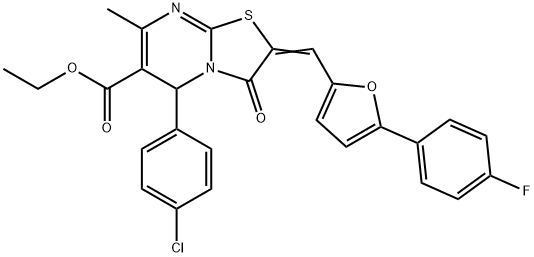 ethyl 5-(4-chlorophenyl)-2-{[5-(4-fluorophenyl)-2-furyl]methylene}-7-methyl-3-oxo-2,3-dihydro-5H-[1,3]thiazolo[3,2-a]pyrimidine-6-carboxylate 구조식 이미지