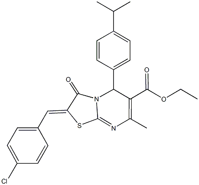 ethyl 2-(4-chlorobenzylidene)-5-(4-isopropylphenyl)-7-methyl-3-oxo-2,3-dihydro-5H-[1,3]thiazolo[3,2-a]pyrimidine-6-carboxylate Structure