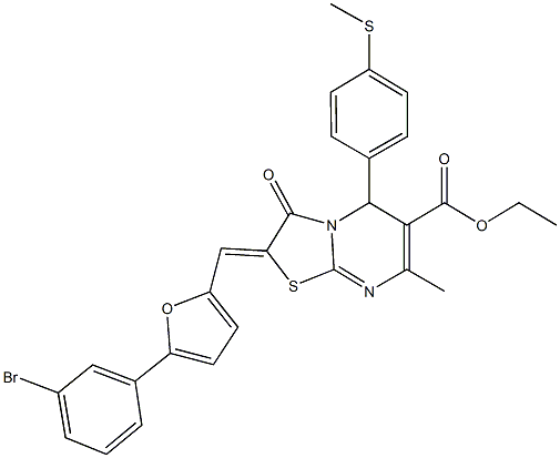 ethyl 2-{[5-(3-bromophenyl)-2-furyl]methylene}-7-methyl-5-[4-(methylsulfanyl)phenyl]-3-oxo-2,3-dihydro-5H-[1,3]thiazolo[3,2-a]pyrimidine-6-carboxylate Structure