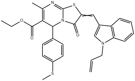 ethyl 2-[(1-allyl-1H-indol-3-yl)methylene]-7-methyl-5-[4-(methylsulfanyl)phenyl]-3-oxo-2,3-dihydro-5H-[1,3]thiazolo[3,2-a]pyrimidine-6-carboxylate 구조식 이미지