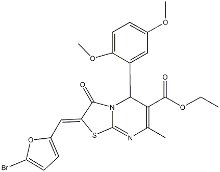 ethyl 2-[(5-bromo-2-furyl)methylene]-5-(2,5-dimethoxyphenyl)-7-methyl-3-oxo-2,3-dihydro-5H-[1,3]thiazolo[3,2-a]pyrimidine-6-carboxylate 구조식 이미지