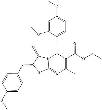 ethyl 5-(2,4-dimethoxyphenyl)-7-methyl-2-[4-(methylsulfanyl)benzylidene]-3-oxo-2,3-dihydro-5H-[1,3]thiazolo[3,2-a]pyrimidine-6-carboxylate Structure