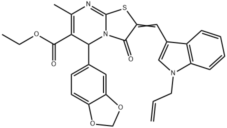 ethyl 2-[(1-allyl-1H-indol-3-yl)methylene]-5-(1,3-benzodioxol-5-yl)-7-methyl-3-oxo-2,3-dihydro-5H-[1,3]thiazolo[3,2-a]pyrimidine-6-carboxylate Structure