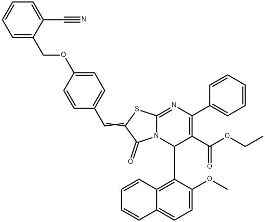 ethyl 2-{4-[(2-cyanobenzyl)oxy]benzylidene}-5-(2-methoxy-1-naphthyl)-3-oxo-7-phenyl-2,3-dihydro-5H-[1,3]thiazolo[3,2-a]pyrimidine-6-carboxylate Structure