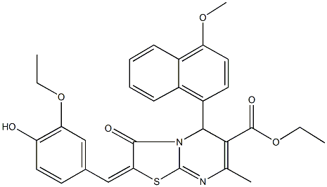 ethyl 2-(3-ethoxy-4-hydroxybenzylidene)-5-(4-methoxy-1-naphthyl)-7-methyl-3-oxo-2,3-dihydro-5H-[1,3]thiazolo[3,2-a]pyrimidine-6-carboxylate 구조식 이미지