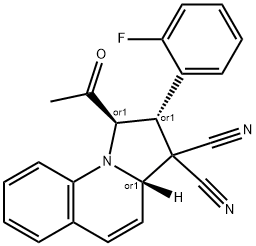 1-acetyl-2-(2-fluorophenyl)-1,2-dihydropyrrolo[1,2-a]quinoline-3,3(3aH)-dicarbonitrile 구조식 이미지