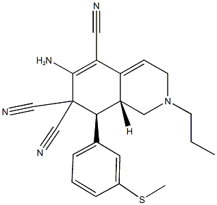 6-amino-8-[3-(methylsulfanyl)phenyl]-2-propyl-2,3,8,8a-tetrahydro-5,7,7(1H)-isoquinolinetricarbonitrile Structure