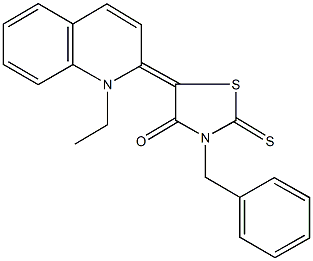 3-benzyl-5-(1-ethyl-2(1H)-quinolinylidene)-2-thioxo-1,3-thiazolidin-4-one 구조식 이미지