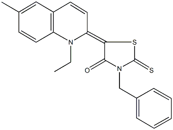 3-benzyl-5-(1-ethyl-6-methyl-2(1H)-quinolinylidene)-2-thioxo-1,3-thiazolidin-4-one 구조식 이미지