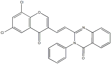 2-[2-(6,8-dichloro-4-oxo-4H-chromen-3-yl)vinyl]-3-phenyl-4(3H)-quinazolinone 구조식 이미지