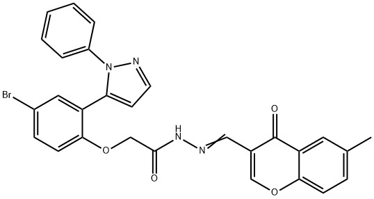 2-[4-bromo-2-(1-phenyl-1H-pyrazol-5-yl)phenoxy]-N'-[(6-methyl-4-oxo-4H-chromen-3-yl)methylene]acetohydrazide 구조식 이미지